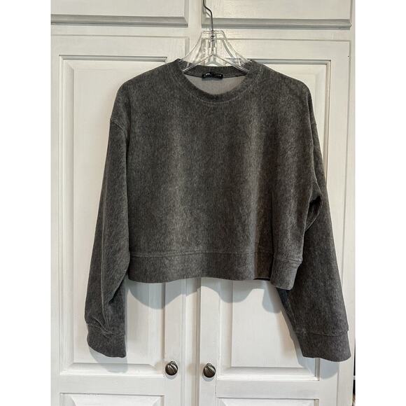 Zara Sweaters - Zara Womens Cropped Sweater Knit Gray Pullover Ribbed Size Small